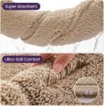 Chikase Bathroom Rug 43x24, Non Slip Washable Bath Mat for Shower Floor, Extra Large Absorbent Soft Bathmat with Rubber Backing, Quick Dry Microfiber Carpet, Beige - Image 7