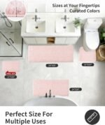 Chikase Pink Bathroom Rugs 24" × 17" Non Slip & Super Absorbent Extra Thick Soft, Washable Bath Mat for Floor, Non Shedding Microfiber Plush Holiday Bath Rug with Rubber for Shower Sink - Image 2