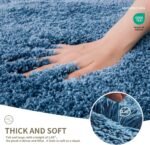 Chikase Bathroom Rugs Non Slip Washable, Ultra Thick Soft Microfiber Absorbent Bath Mats, High Density Foam Latex Non Slip Backing Bath Rugs, Fluffy Floor Carpet for Tub&Shower 24x17, Blue - Image 3