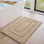 Chikase Bathroom Rug 43x24, Non Slip Washable Bath Mat for Shower Floor, Extra Large Absorbent Soft Bathmat with Rubber Backing, Quick Dry Microfiber Carpet, Beige - Image 3
