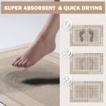 Chikase Non Slip Bath Mat, Rubber Backing Ultra Thin Bathroom Rugs Fit Under Door Quick Dry Super Absorbent Washable Bath Rug Shower Mat for Bathroom Floor Bathtub Shower Sink, Easy Care Beige 16"x 24" - Image 5