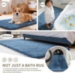 Chikase Bathroom Rugs Non Slip Washable, Ultra Thick Soft Microfiber Absorbent Bath Mats, High Density Foam Latex Non Slip Backing Bath Rugs, Fluffy Floor Carpet for Tub&Shower 24x17, Blue - Image 6