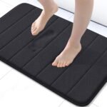 Chikase Buganda Memory Foam Bath Mat, 30" x 20", Ultra Soft and Non-Slip Bathroom Rugs, Water Absorbent and Machine Washable Bath Rug for Bathroom, Shower, and Tub, Black