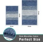 Chikase Vaukki Luxury Soft Bathroom Rugs Set of 2, Non Slip Washable Plush Bath Floor Mats, Microfiber Shaggy Absorbent Striped Bath Carpet for Tub, Bathroom and Shower (18''x26''+20''x32'', Blue) - Image 2