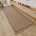 Chikase RESARE Waffle Bathroom Runner Rugs, Super Absorbent Bath Mat Non Slip Washable Quick Dry, Upgraded Ultra Soft Boho Bath Rugs with Tassels for Hallway Bedroom Laundry Room, 2'x6'(24"x72"), Brown