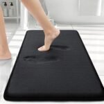 Chikase Smiry Memory Foam Bath Mat 30x20, Extra Soft and Absorbent Bathroom Mats, Non Slip Washable Carpet for Floor, Shower and Tub, Black