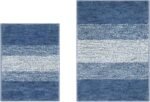 Chikase Vaukki Luxury Soft Bathroom Rugs Set of 2, Non Slip Washable Plush Bath Floor Mats, Microfiber Shaggy Absorbent Striped Bath Carpet for Tub, Bathroom and Shower (18''x26''+20''x32'', Blue) - Image 9