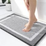 Chikase Bathroom Rugs 24x16, Extra Soft and Absorbent Microfiber Bath Mat, Non-Slip, Machine Washable, Quick Dry Shaggy Bath Carpet, Suitable for Bathroom Floor, Tub, Shower (Small, Grey)