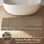 Chikase RESARE Waffle Bathroom Runner Rugs, Super Absorbent Bath Mat Non Slip Washable Quick Dry, Upgraded Ultra Soft Boho Bath Rugs with Tassels for Hallway Bedroom Laundry Room, 2'x6'(24"x72"), Brown - Image 5