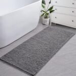 Chikase LOCHAS Luxury Bathroom Rug Shaggy Bath Mat 24 x 60 Inch, Washable Non Slip Bath Rugs for Bathroom Shower, Soft Plush Chenille Absorbent Carpets Mats, Gray - Image 6