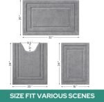 Chikase Bathroom Rugs Sets 3 Piece, Super Soft and Absorbent Non Slip Microfiber Toilet Bath Mat with U-Shaped (Grey) - Image 2