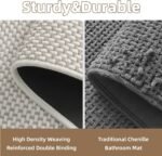 Chikase PADOOR-Bath Mat-Super Absorbent Chenille Bathroom Mats-Rubber Backed Bath Mats for Bathroom Non Slip, Easy Clean Bathroom Rugs Front of Bathtub,Shower Room,Sink-17×28, Beige&Cream - Image 5