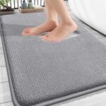 Chikase Thick Memory Foam Bath Mat Rug 30x20, Extra Soft Absorbent Bathroom Rugs, Quick Dry Bath Mats, Non-Slip, Machine Washable Carpet for Bathroom, Tub and Shower, Home Decor Accessories, Grey