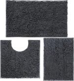 Chikase Bathroom Rugs Set Non Slip 3 Piece Bath Mat Washable Chenille Bath Rugs with PVC Backing Bath Carpet,Absorbent Bathroom Mats with Toilet Rug,Bath Mats for Bathroom,Bedroom, Kitchen,Tub,Home Decor
