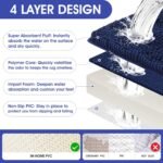 Chikase ACCUMTEK Striped Navy Blue Bathroom Rug Set 3 Pieces Ultra Soft, Non Slip Chenille Toilet Mat, Absorbent Plush Shaggy Bath Mats for Bathroom, Bedroom, Kitchen - Image 5