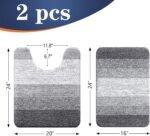 Chikase Bathroom Rug Set 2 Piece, Soft Absorbent Microfiber Bath Mats and U-Shaped Contour Toilet Rug, Non-Slip, Machine Wash Dry, Plush Shaggy Bath Mats for Bathroom (24"x16"+24"x20", Grey) - Image 2