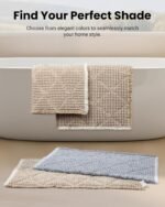 Chikase Waffle Bath Mat Set, Non Slip Bathroom Rugs Sets 2 Piece, Ultra Absorbent Long Bath Rug Runner for Bathroom Boho Chic Decor, Machine Washable Floor Mats, Brown & White, 20"×47" Plus 18"×30" - Image 7
