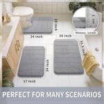 Chikase Yimobra Memory Foam Bath Mat, Super Soft Absorbent Bathroom Rug Non Slip, Quick Dry, Machine Washable Floor Carpet for Tub Shower, Home Decor Accessories, 24x17, Grey - Image 2