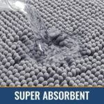 Chikase Arotive Bathroom Rugs 30x20, Extra Soft Absorbent Shaggy Chenille Bath Rugs, Machine Washable Rubber Backing Non-Slip Bath Mats for Bathroom Floor Tub and Shower, Home Decor Accessories, Grey - Image 4