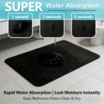Chikase Black Bathroom Rug Set Memory Foam Bath Mats 3 Piece with Toilet Mats, Soft & Supportive, Shock Absorbing, Water Absorbent, Non-Slip Bath Rugs, Machine Washable, Area Rug, Home Decor Accessories - Image 7