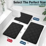 Chikase Memory Foam Bath Mat Rug 24x16, Ultra Soft and Absorbent Bathroom Rugs, Non-Slip, Comfortable, Machine Washable Bath Carpet for Bathroom Floor, Tub, Shower and Home Decor Accessories, Black - Image 2