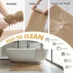 Chikase Set of 2 Waffle Bathroom Rugs, Boho Bath Rugs Non Slip Washable, Super Absorbent Bath Mats, Ultra Soft Rubber Backed Shower Mats for Bathroom Floor, Tub and Shower, Brown, 18x30 Inch - Image 6