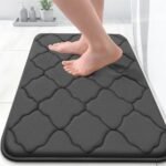 Chikase Memory Foam Bath Mat Rug 24x16, Ultra Soft and Absorbent Bathroom Rugs, Non-Slip, Comfortable, Machine Washable Bath Carpet for Bathroom Floor, Tub, Shower and Home Decor Accessories, Black