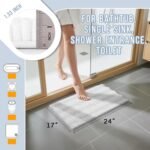 Chikase Yimobra Bathroom Rug Mat, Non Slip and Super Absorbent Bath Mat, Machine Washable Quick Dry, Ultra Plush Chenille Shower Rugs for Bathroom Floor Sink Tub and Shower Outside, White, 24 x 17 - Image 2