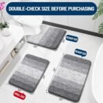 Chikase Bathroom Rugs Sets 3 Piece, Soft Absorbent Microfiber Bath Mats and U-Shaped Contour Toilet Rug, Machine Wash Dry, Plush Shaggy Bath Mat Set for Bathroom (30"x20"+24"x16"+24"x20", Grey) - Image 3