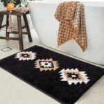 Chikase DEXDE Black Bathroom Rugs Mat 20x32, Aztec Boho Bath Rugs Long Western Plush Non Slip Machine Washable Bath Mats Large Luxury Soft Absorbent Modern Carpet for Floor, Tub, Shower, Kitchen, Entryway - Image 3