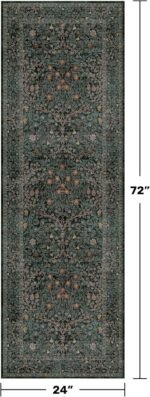 Chikase Non Slip 2x6 Kitchen Runner Rug Washable, Rubber Backed Hallway Runner Rugs, Boho Vintage Floral Botanical Dark Green Non Skid Carpet for Entryway, Bathroom, Hall Way Mats for Floor - Image 2