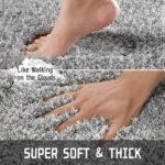 Chikase Yimobra Bathroom Rugs Non Slip Washable, Ultra Soft and Water Absorbent Bath Mats, Plush Fluffy Shower Mat Outside, Microfiber Thick Matts for Bathroom Floor/Sink, 24x17, Light Gray and White - Image 4