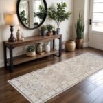 Chikase 2x6 Hallway Washable Runner Rug : Vintage Soft Kitchen Laundry Runner with Non Slip Backing Farmhouse Entryway Living Room Floor Mat Stain Resistant Carpet for Bedroom Bathroom Distressed Beside Rug - Image 2