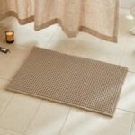 Chikase Waffle Bath Mat, Boho Bathroom Rugs Non Slip Washable Super Absorbent Quick Dry Farmhouse Bathroom Decor, 30"x20" Khaki