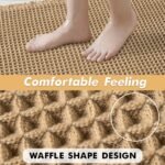 Chikase Set of 2 Waffle Bathroom Rugs, Boho Bath Rugs Non Slip Washable, Super Absorbent Bath Mats, Ultra Soft Rubber Backed Shower Mats for Bathroom Floor, Tub and Shower, Brown, 18x30 Inch - Image 5