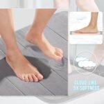 Chikase Yimobra Memory Foam Bath Mat Set 3 Pieces- Super Soft Absorbent Quick Dry Bathroom Rug Sets, Machine Washable Non Slip Floor Carpet for Tub Shower, Vanity & Toilet Base, Gray - Image 3
