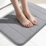 Chikase Yimobra Memory Foam Bath Mat, Super Soft Absorbent Bathroom Rug Non Slip, Quick Dry, Machine Washable Floor Carpet for Tub Shower, Home Decor Accessories, 24x17, Grey