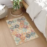 Chikase Lahome Moroccan Trellis Washable Rug, 2x3 Kitchen Rugs for Entryway Bathroom, Non-Slip Indoor Door Mat Ultra-Thin, Small Oriental Throw Carpet for Bedroom Entry Elise, Cream/Multi - Image 6