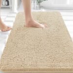 Chikase Bathroom Rugs 30x20, Extra Soft Absorbent Chenille Bath Rugs, Rubber Backing Quick Dry, Machine Washable Bath Mats for Bathroom Floor, Tub and Shower, Home Decor Accessories, Beige