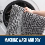 Chikase Bathroom Rugs 30x20, Extra Soft Absorbent Chenille Bath Rugs, Rubber Backing Quick Dry, Machine Washable Bath Mats for Bathroom Floor, Tub and Shower, Home Decor Accessories, Grey - Image 5