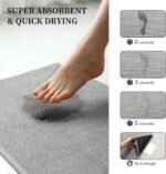 Chikase Gray Bathroom Rugs Sets 3 Piece, Quick Dry Thin Bath Mat with Toilet Rug, Non Slip Absorbent Machine Washable, Bath Runner Rugs for Bathtub Sink Home Decor - Image 4