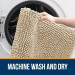 Chikase Bathroom Rugs 30x20, Extra Soft Absorbent Chenille Bath Rugs, Rubber Backing Quick Dry, Machine Washable Bath Mats for Bathroom Floor, Tub and Shower, Home Decor Accessories, Beige - Image 5
