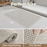 Chikase PADOOR-Bath Mat-Super Absorbent Chenille Bathroom Mats-Rubber Backed Bath Mats for Bathroom Non Slip, Easy Clean Bathroom Rugs Front of Bathtub,Shower Room,Sink-17×28, Beige&Cream - Image 2