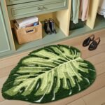 Chikase LUMI Cute Bathroom Rugs with Green Leaf Plant, Soft, Fluffy, Plush, Absorbent, Quick Dry, Non Slip, Machine Washable for Shower Floor, Bathroom, Bedroom,Kids Room, 23.5"x31.5", Monstera - Image 3