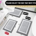 Chikase Bathroom Rugs 24x16, Extra Soft and Absorbent Microfiber Bath Mat, Non-Slip, Machine Washable, Quick Dry Shaggy Bath Carpet, Suitable for Bathroom Floor, Tub, Shower (Small, Grey) - Image 2