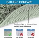 Chikase H.VERSAILTEX Sage Bathroom Rugs, Bath Mat Set of 2 Extra Thick Chenille Striped Pattern Shaggy Bath Rugs for Bath Room, Non Skid Bath Mats for Bathroom Floor (32 x 20 Plus 24 x 17 - Inches) - Image 4