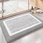 Chikase Color&Geometry Simple and Stylish Large Bath Mats for Bathroom Non Slip, 24"x36" Gray Bathroom Rugs, Absorbent, Soft, Washable, Microfiber Bath Rug Shower Mat