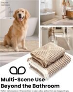 Chikase Waffle Bath Mat Set, Non Slip Bathroom Rugs Sets 2 Piece, Ultra Absorbent Long Bath Rug Runner for Bathroom Boho Chic Decor, Machine Washable Floor Mats, Brown & White, 20"×47" Plus 18"×30" - Image 2