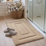 Chikase Bathroom Rug 43x24, Non Slip Washable Bath Mat for Shower Floor, Extra Large Absorbent Soft Bathmat with Rubber Backing, Quick Dry Microfiber Carpet, Beige - Image 4