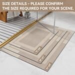 Chikase Non Slip Bath Mat, Rubber Backing Ultra Thin Bathroom Rugs Fit Under Door Quick Dry Super Absorbent Washable Bath Rug Shower Mat for Bathroom Floor Bathtub Shower Sink, Easy Care Beige 16"x 24" - Image 2